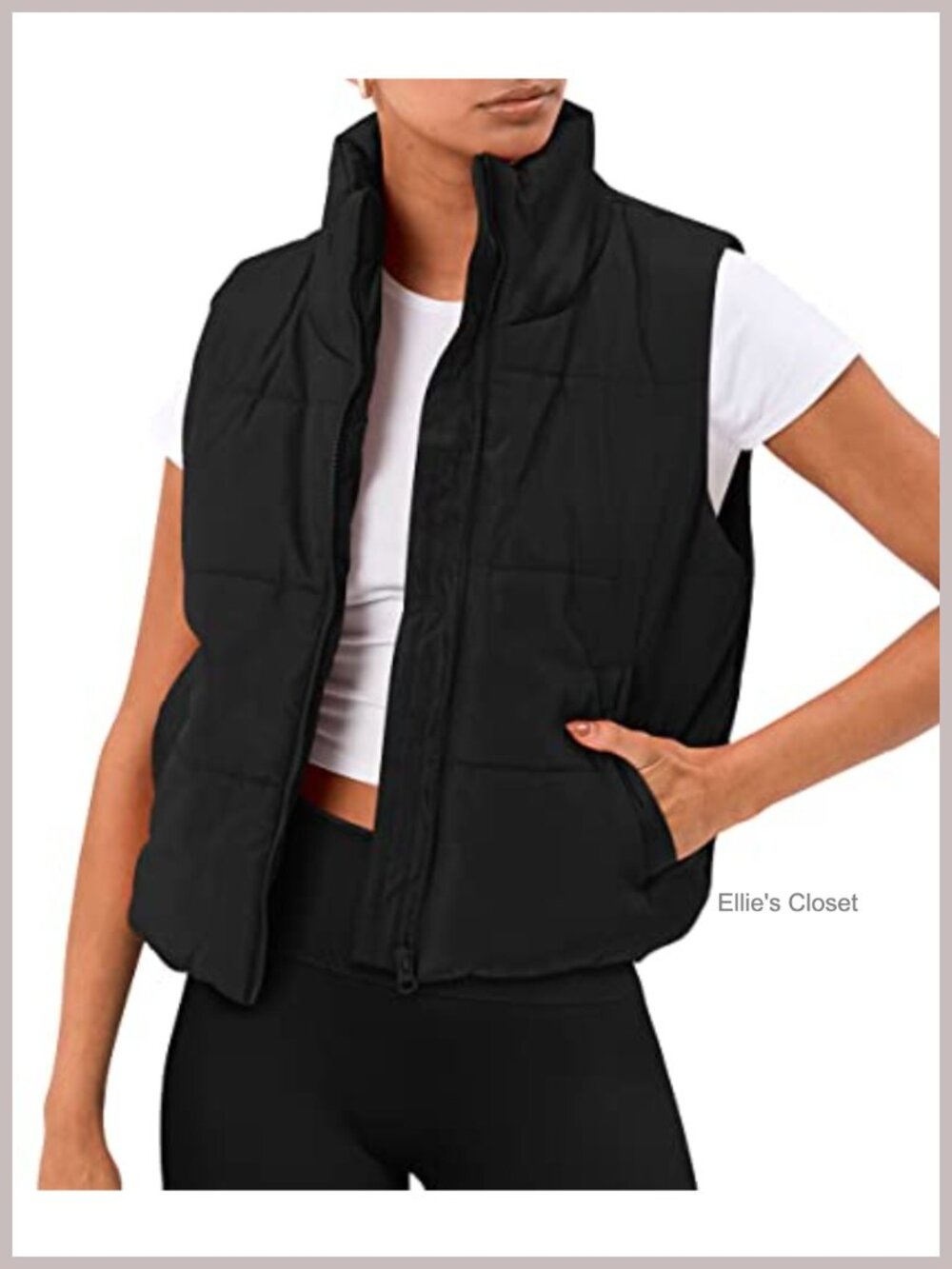 Puffer Vest Cropped Lightweight Quilted Sleeveless Zip